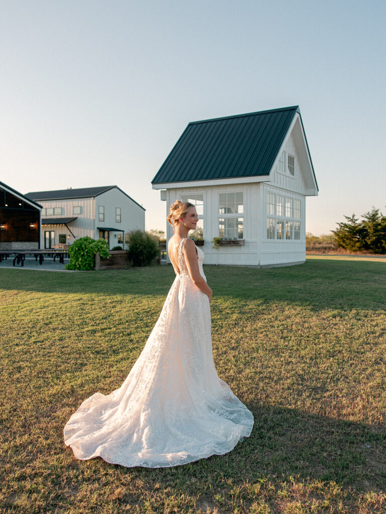 Bridal session outside during golden hour at davis and grey farms